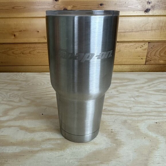 Snap-On Brushed Stainless Steel Travel Mug 30 Oz Insulated Cup - Picture 1 of 4